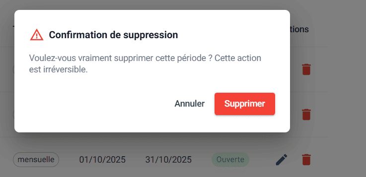 Suppression d'une période