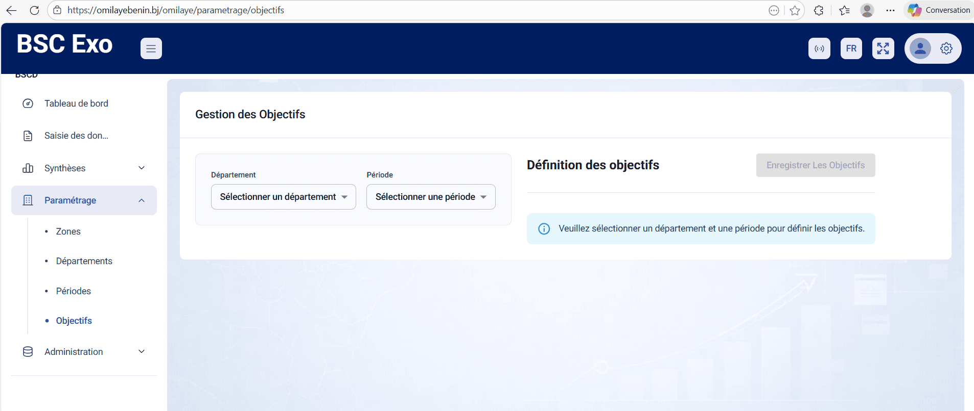 Gestion des objectifs - Sélection