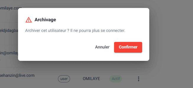 Confirmation d'archivage