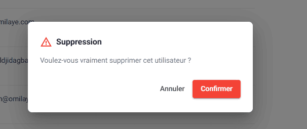 Suppression d'un utilisateur
