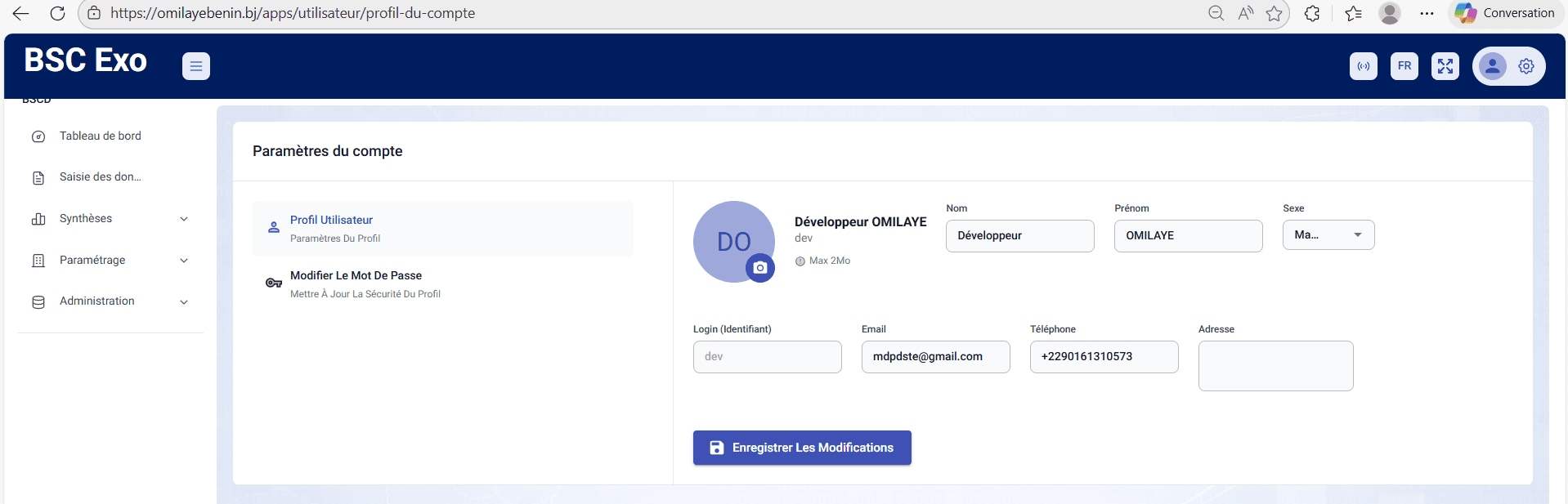 Profil utilisateur